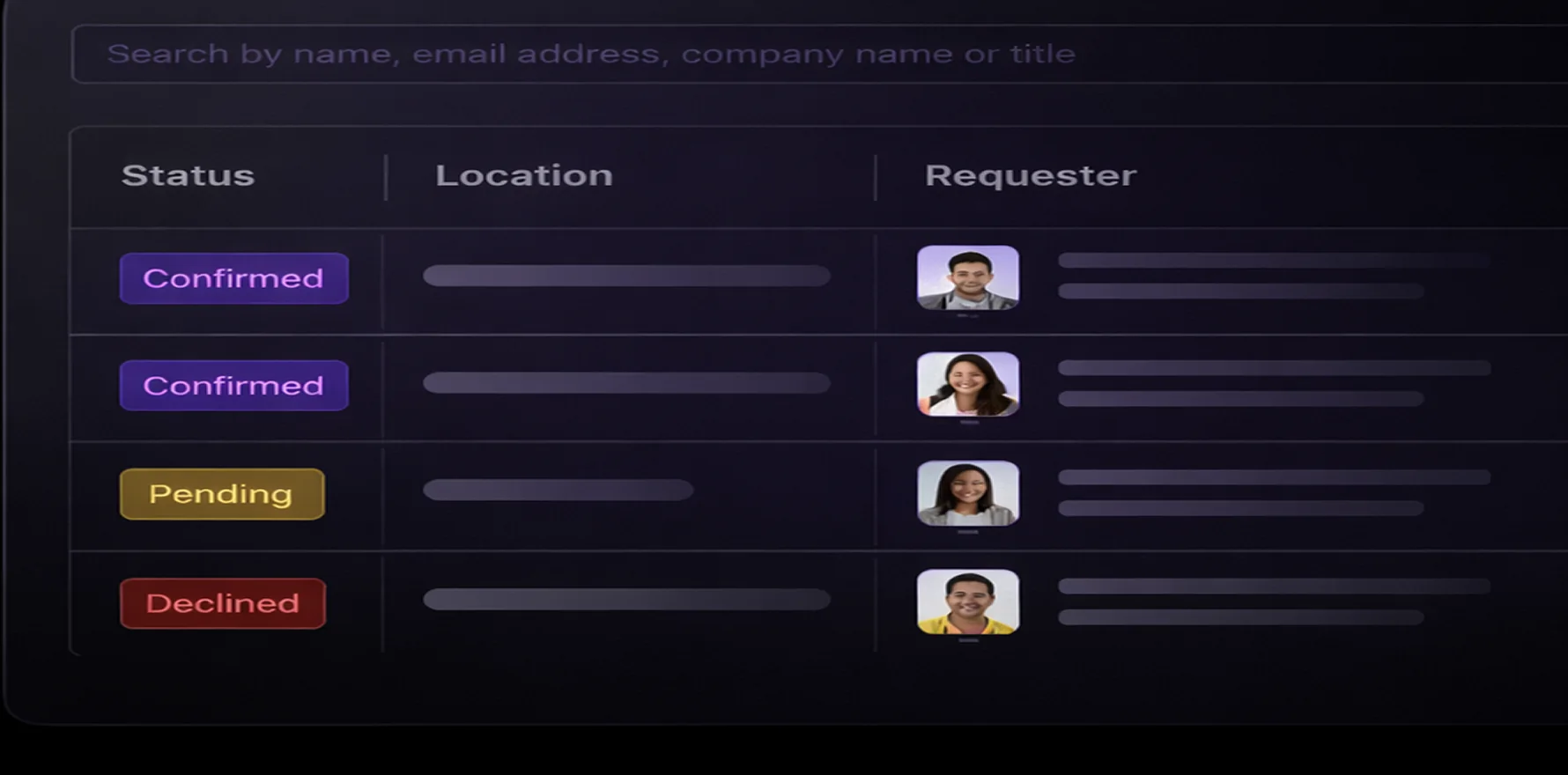 Conecta meeting requests marked confirmed, pending or declined