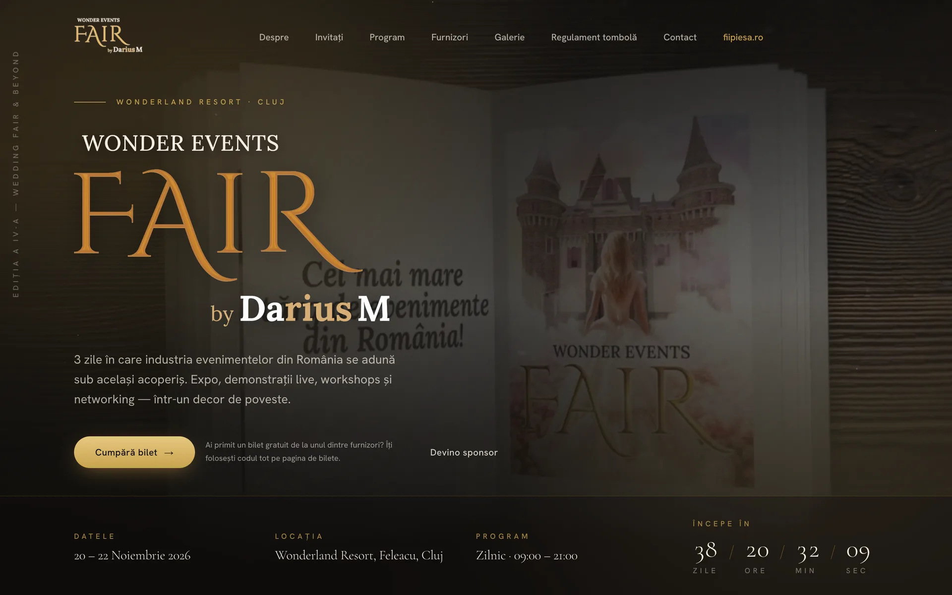 Wonder Events Fair home page with dates, location and a countdown